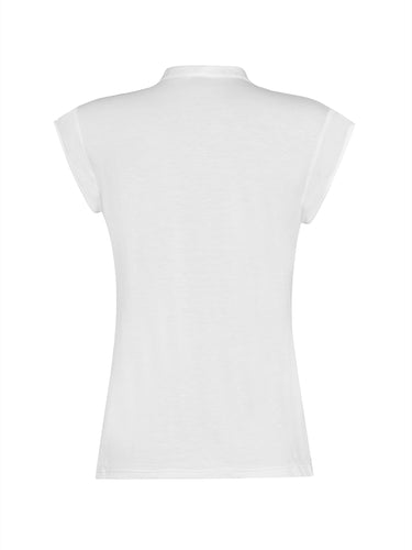 Shirt mit Stehkragen und aufgesetzter Spitze