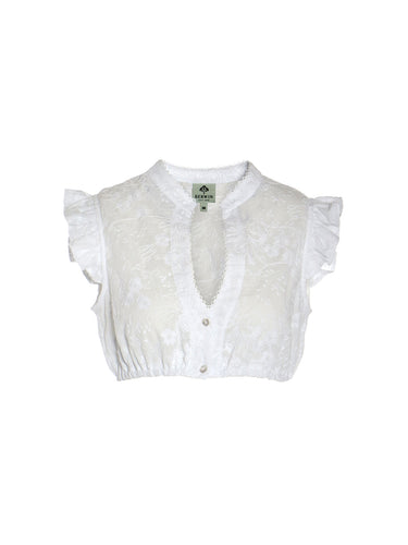 Dirndlbluse mit Stehkragen und Flügelarm