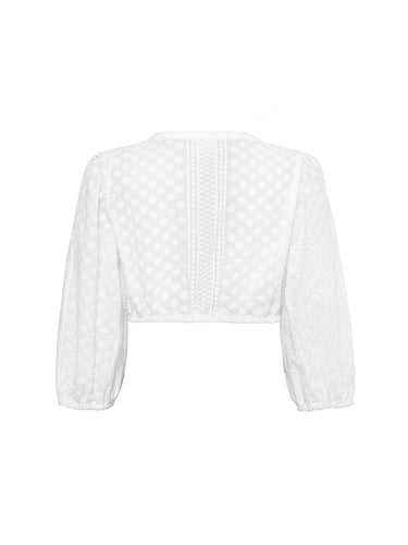 Rückseite Dirndlbluse mit Streifenstickerei