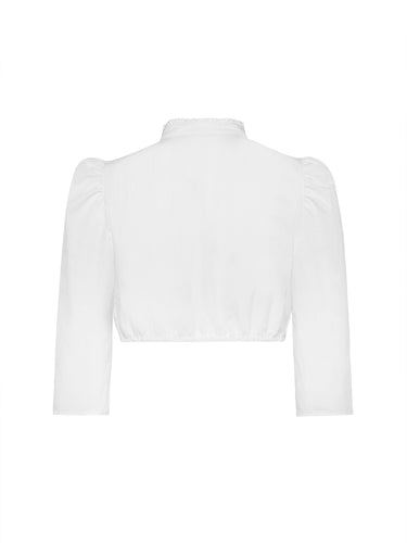 Rückseite Stehkragen-Dirndlbluse gestreift