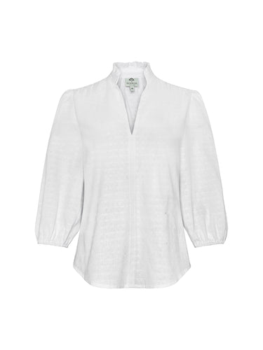 Bluse aus Leinenmischung mit Jacquardmuster