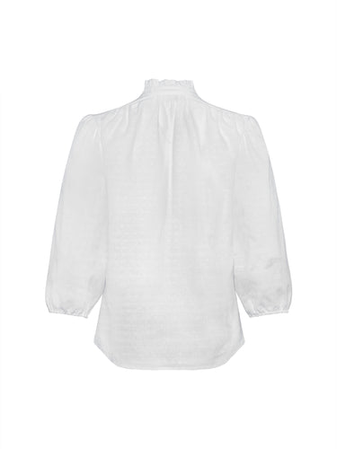 Rückseite Bluse aus Leinenmischung mit Jacquardmuster