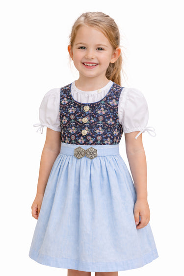 Kinderdirndl mit Muster und Schürze mit Schließe