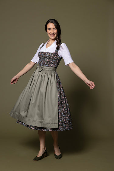Blumendirndl mit einfarbiger Schürze