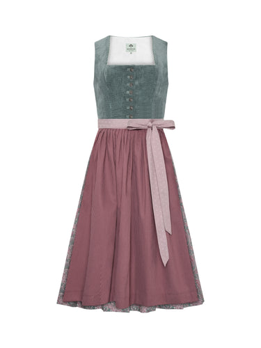 Dirndl mit Druckrock und Cord-Oberteil