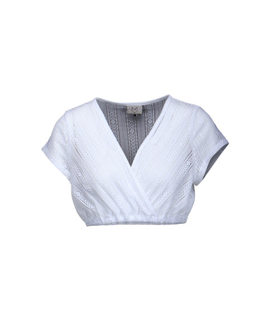 Spitzen-Dirndlbluse mit V-Ausschnitt