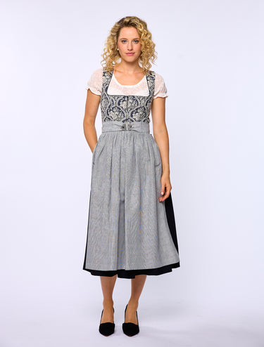 Dirndl mit Jacquardoberteil und Streifenschürze