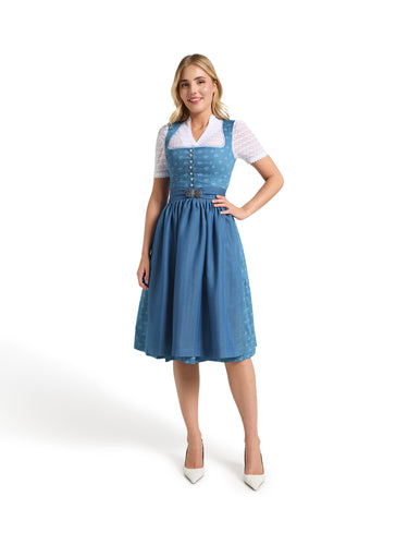 Spitzen-Dirndlbluse mit Stehkragen u. V-Ausschnitt