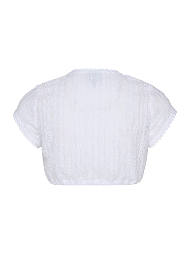 Rückseite Dirndlbluse aus besticktem Shirtstoff