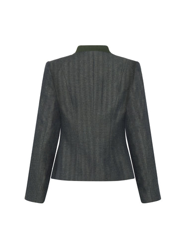 Rückseite Fischgratjacke mit Stehkragen