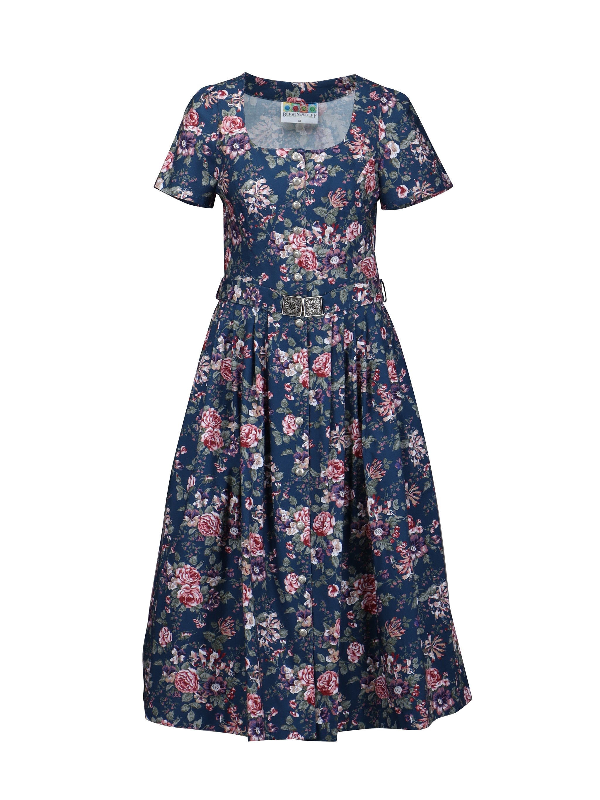 Rosendruck-Kleid mit kurzem Arm