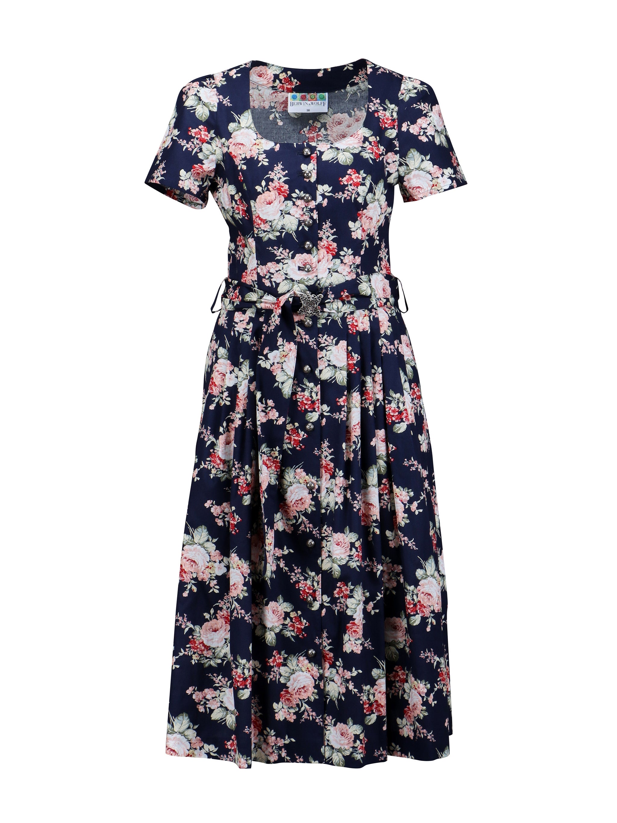 Rosendruck-Kleid mit kurzem Arm