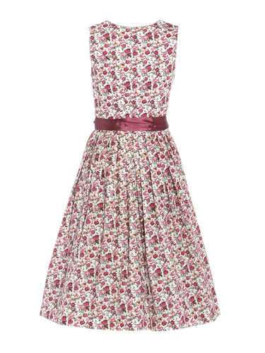 Rückseite Dirndl aus Baumwolle mit Rosendruck