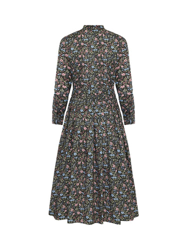 Rückseite Stehkragenkleid aus Blumendruck