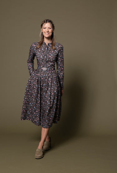 Stehkragenkleid aus Blumendruck
