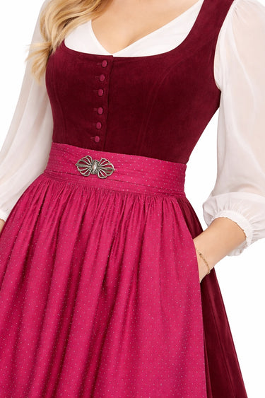 Cord-Dirndl mit Druckschürze