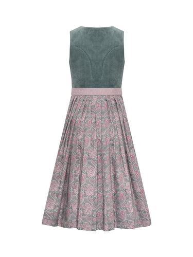 Rückseite Dirndl mit Druckrock und Cord-Oberteil