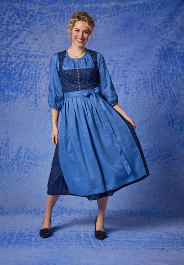 Klassisches Blümchen-Dirndl mit Leinenschürze