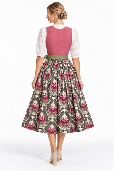 Dirndl mit Reinleinen-Oberteil und Taftschürze