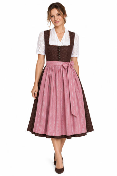 Baumwolldirndl mit Tupfenmuster und Kontrastschürze