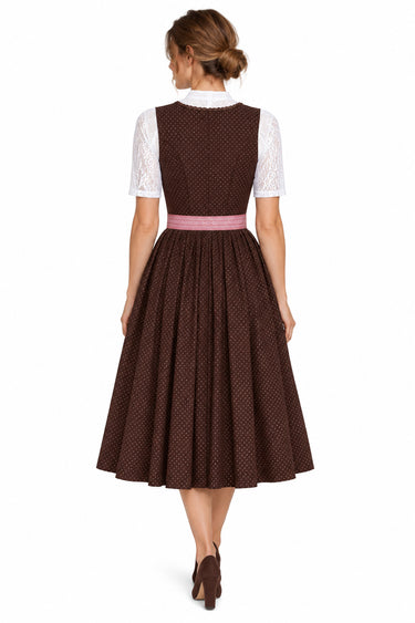 Baumwolldirndl mit Tupfenmuster und Kontrastschürze