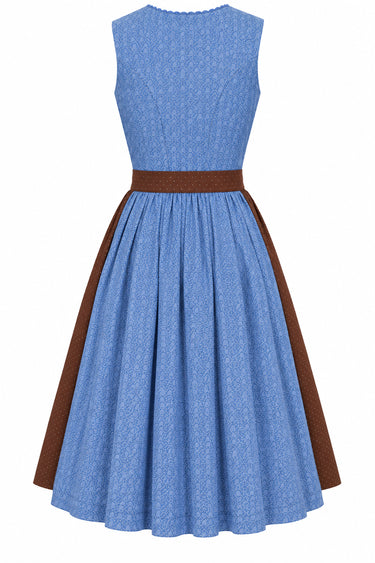 Baumwolldirndl mit Blümchendruck und Tupfenschürze