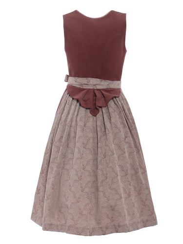 Rückseite Dirndl mit Jacquard-Rock und Cordoberteil