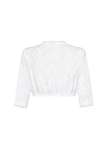 Rückseite Spitzen-Dirndlbluse hochgeschlossen