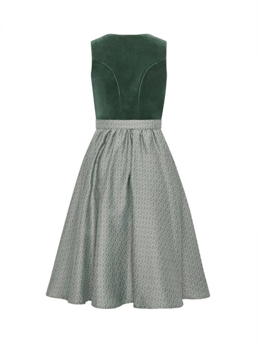 Rückseite Dirndl mit Samt-Oberteil und Jacquard-Rock