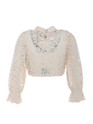 Rückseite Dirndlbluse mit Stehkragen